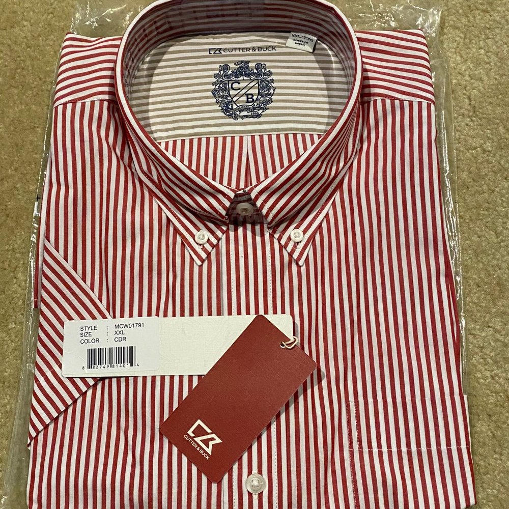 Cutter & Buck LS Red Stripe Men's XXL